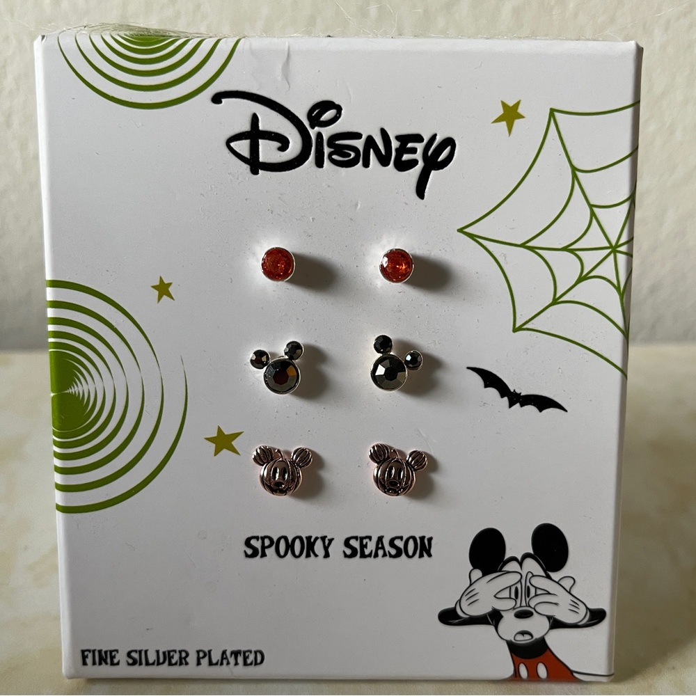 Disney Spooky Season Silver Plated Pumpkin Stud Earrings Set